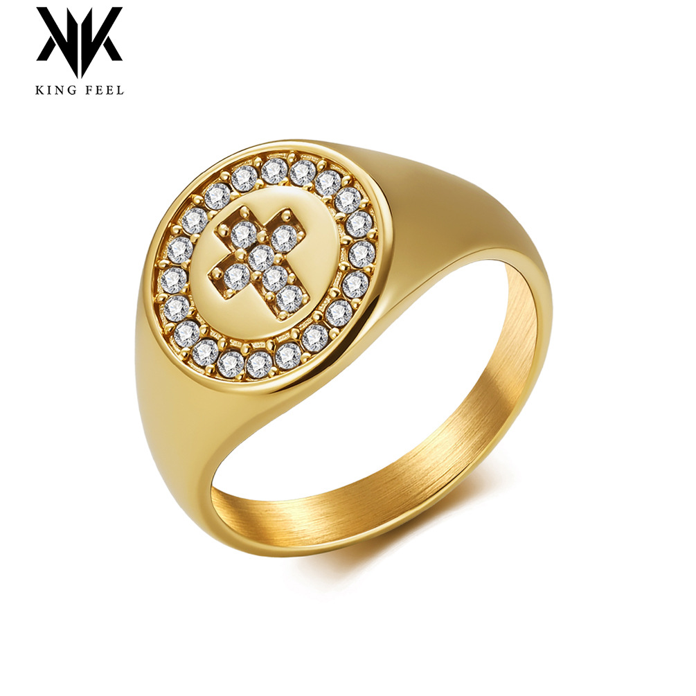 Unisex Titanium Steel Diamond Cross Ring Full Set Trendy Jewelry High-End Understated Luxury For Index Finger_voghion.com