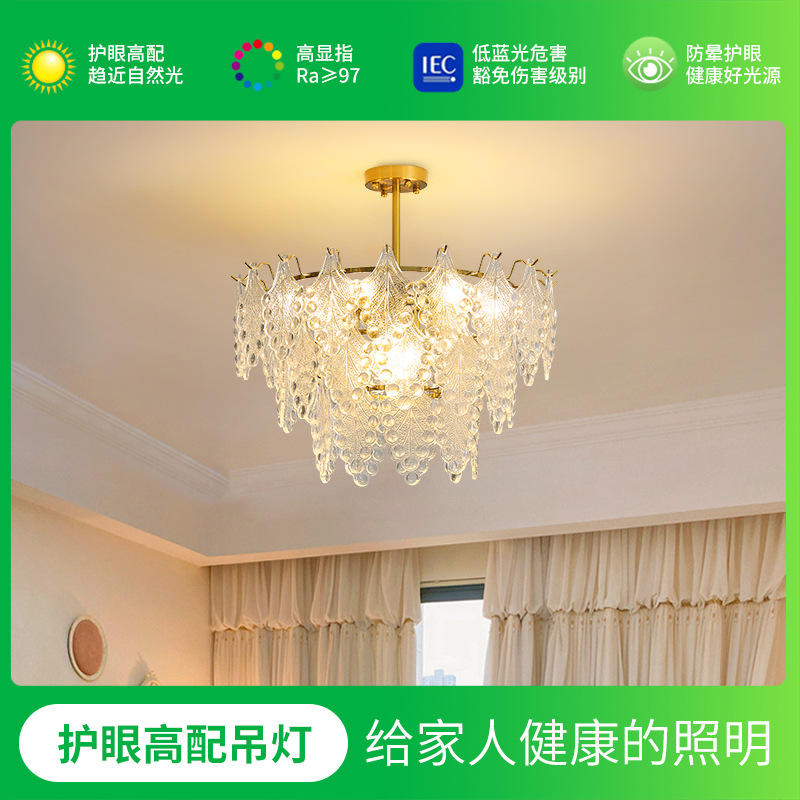 Gran vista jardín lámpara de la sala de estar lujosa francesa lámpara de cristal lámpara de la sala de estar lámpara principal de comedor moderno y simple lámpara de dormitorio 413L