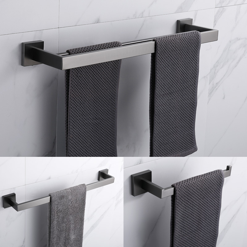 拉丝枪灰色304不锈钢毛巾杆套装浴室卫生间毛巾架厕所壁挂置物架