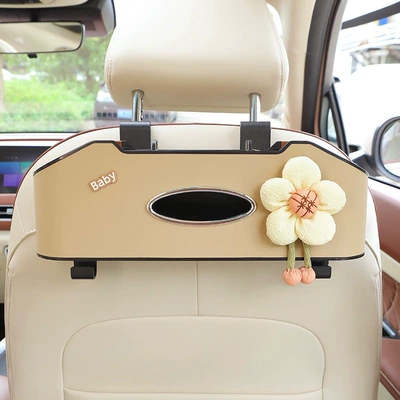 cup holder for women, Car cup holder/beverage holder - light-yellow-sunflower-chair-back-storage-box-khaki-color