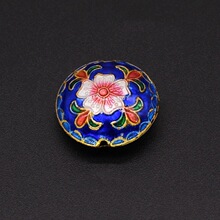 传统高温珐琅机制银蓝古风饰品配件背云隔珠景泰蓝18mm报春花