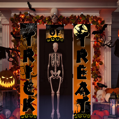 2021 Cross border new pattern Halloween banner Antithetical couplet Banners door curtain festival party decorate Banner customized