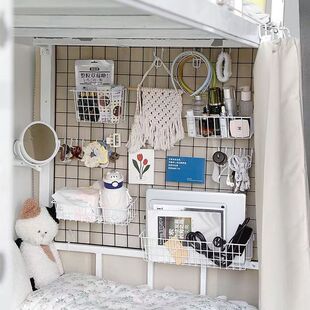 Kindergarten Wire Mesh White Iron Mesh Photo Wall Mesh Grid Wall Hanging Wall Storage Rack Grid Rack Supermarket