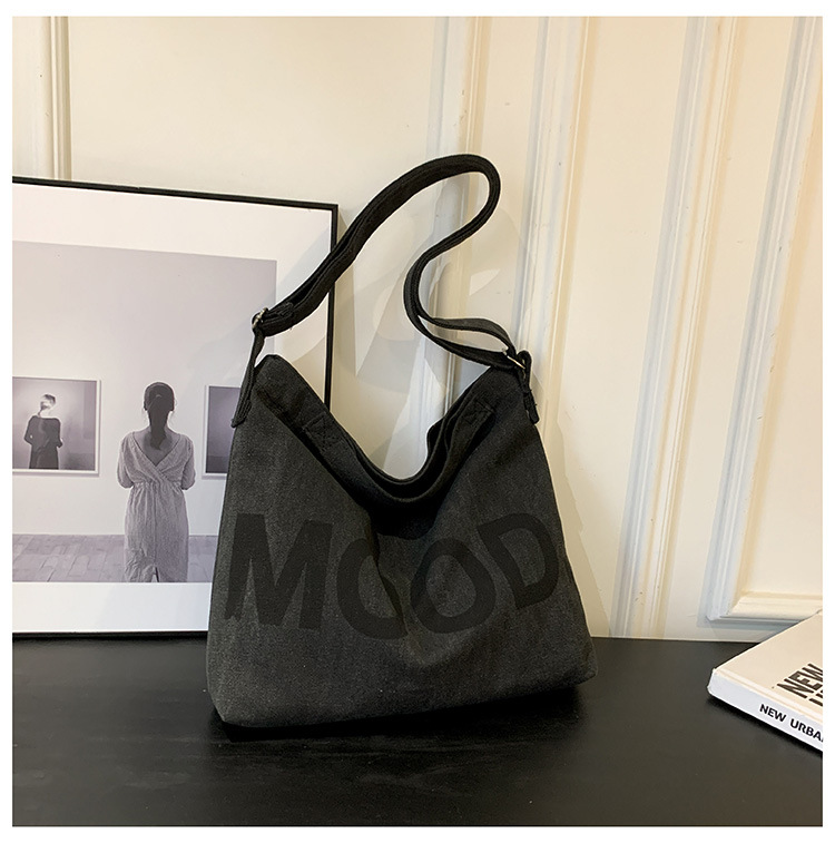 Canvas bag, large-capacity crossbody, ins Korean version student tote bag, single-shoulder girls' tutorial bag, hand-held shopping bag undefined