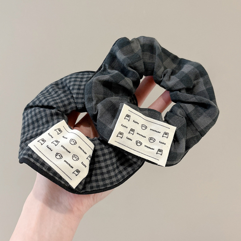 Colegio gris de viento cuadriculado anillo de cabello intestino grueso estudiantes de cabello simple cuerda de cabello universal cuerda de cabello de niña