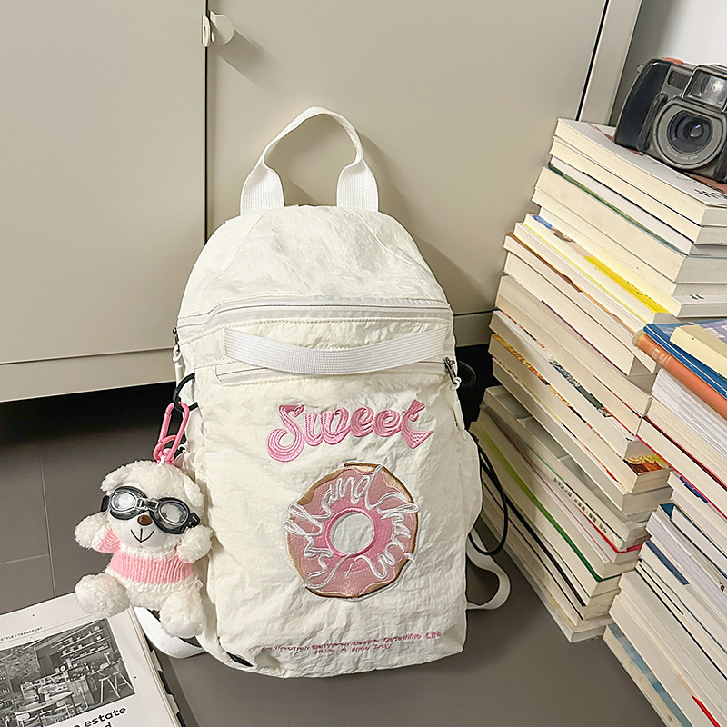 小型軽量ドーナツ刺繍巾着バッグ、小さくて可愛らしいリュックサック、アウトドア旅行やレジャーに最適なバックパック|undefined