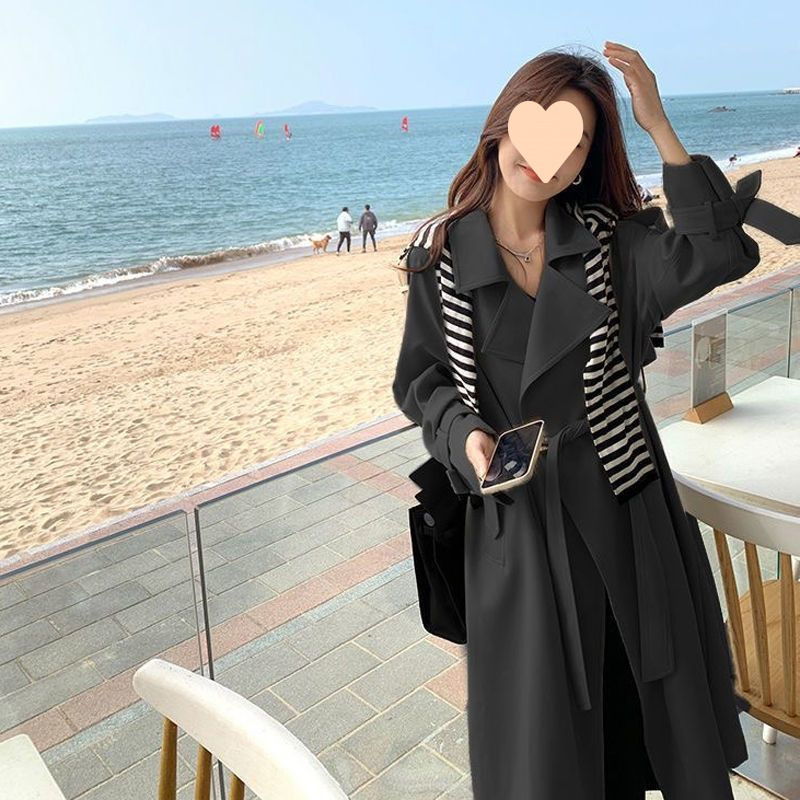 风衣外套女百搭春秋高级感垂感2025新款大衣中长款韩风气质小个|undefined