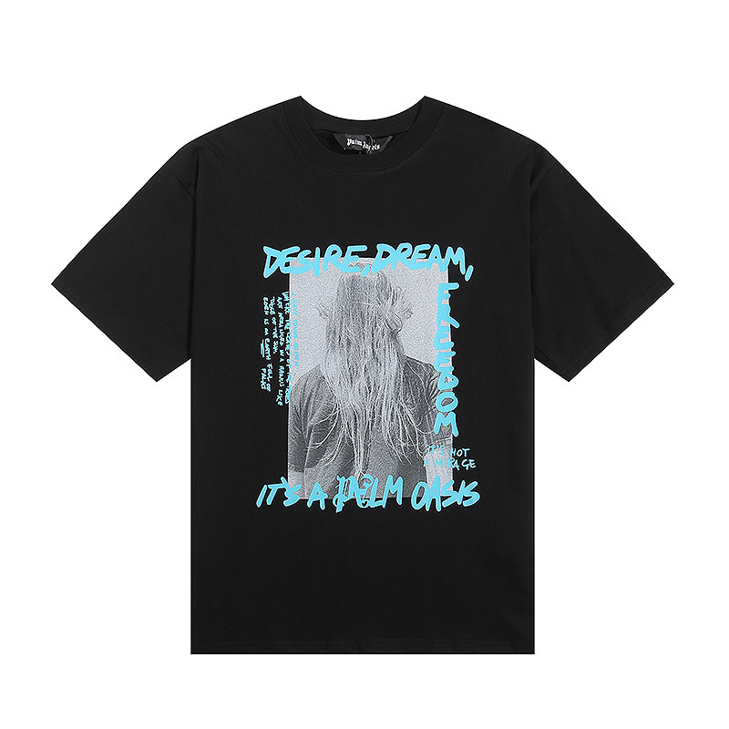 Cross-Border 24 Spring/Summer New Coconut Palm Tree Short-Sleeve Series Pa Trendy Brand Angel Print Couple Fashion T-Shirt