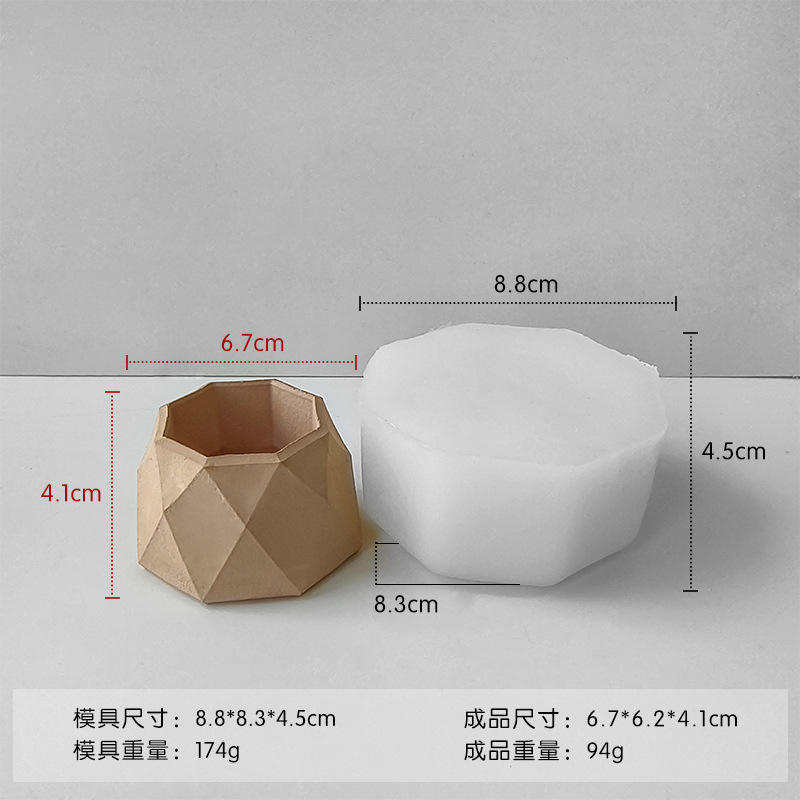 Molde de silicona para maceta de bricolaje, abrasivo de maceta hecho a mano, candelabro geométrico, taza de cera, vela de aromaterapia, molde de epoxi
