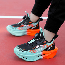 男童皮面鞋子秋季新款轻便时尚休闲防滑旋转扣儿童专业运动跑步鞋