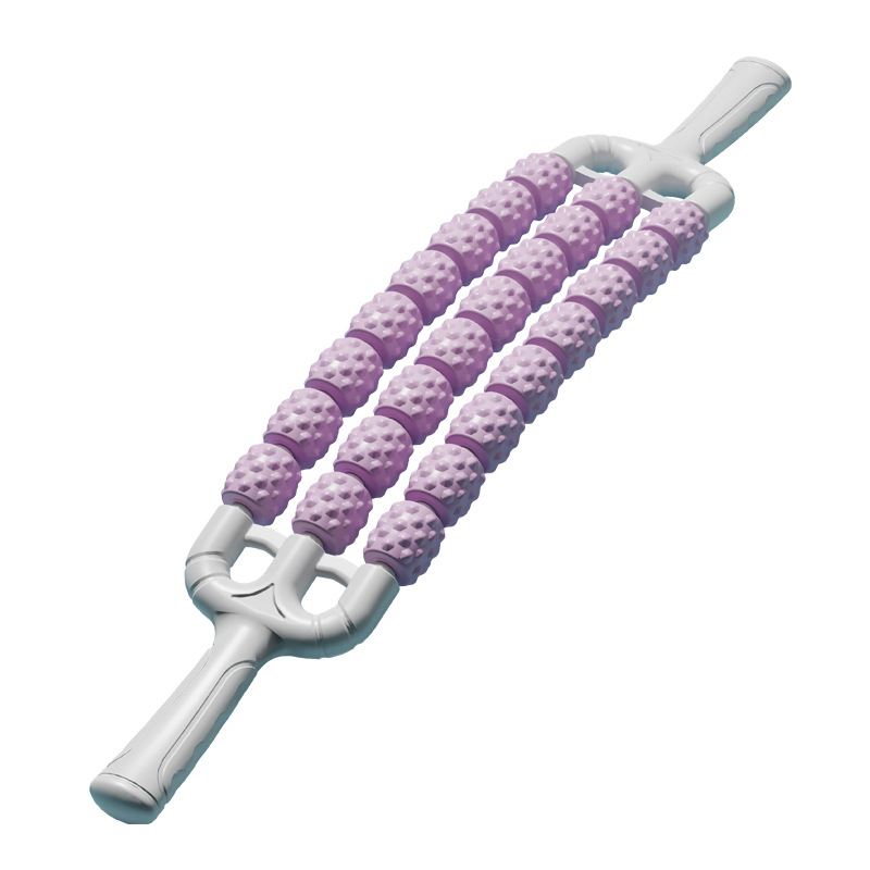 (Curved three-row) 24-bead massage stick (purple + kraft paper box)