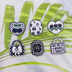アクリル暗黒シリーズ浮き彫り両面散粉愛バッグストラップDIYキーホルダーイヤリングヘアピン部品