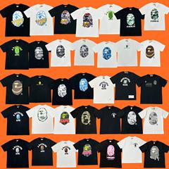 潮牌bape連名半袖tee上着男女同モデル猿人頭迷彩高級ゆるい半袖tシャツ