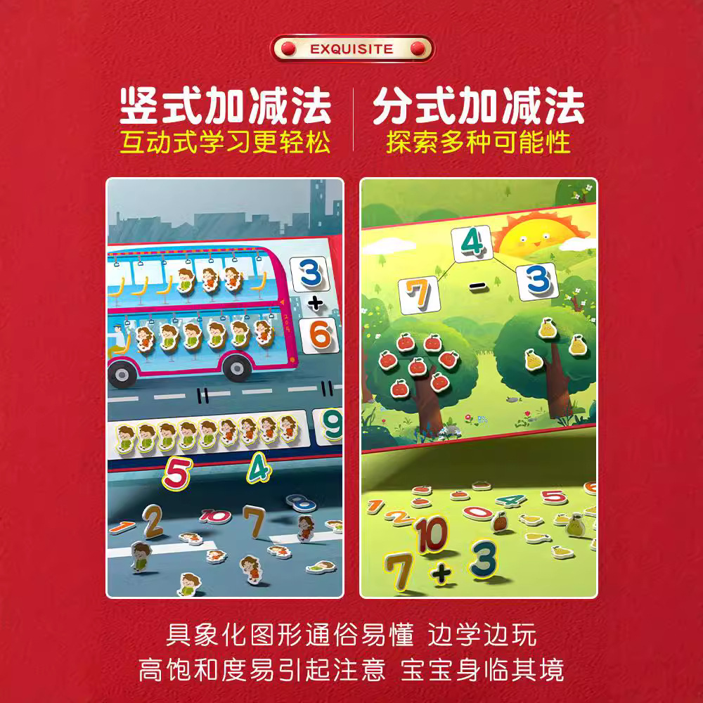 Kindergarten Grado Uno descomposición digital estudiante de escuela primaria Ilustración aritmética de juguete dentro de 10 adición y resta artefactos de ayuda para la enseñanza