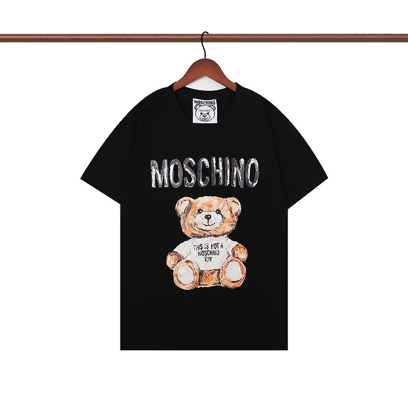 2025 春夏新作メンズカジュアルラウンドネック半袖 T シャツ中空刺繍クマ文字ルーズで多用途|undefined