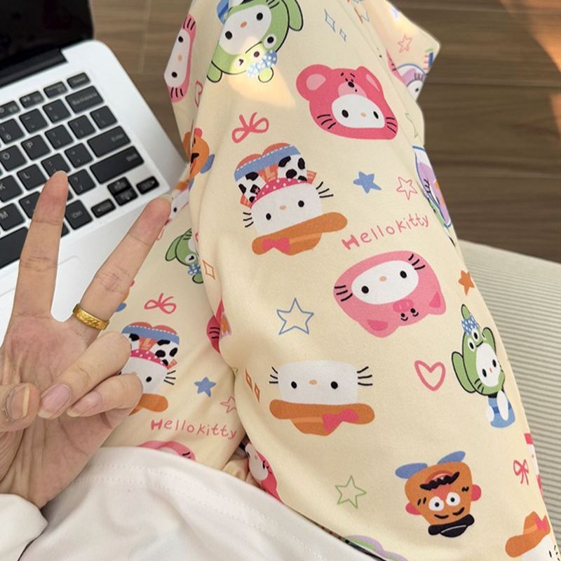 Hellokitty Printed Pajama Pants, Walking Pants, Summer Air-Conditioned Pants, Home Pants, Loose and Cute Cartoon Wholesale Hellokitty Printed Pajama Pants, Walking Pants, Summer Air-Conditioned Pants, Home Pants, Loose and Cute Cartoon Wholesale