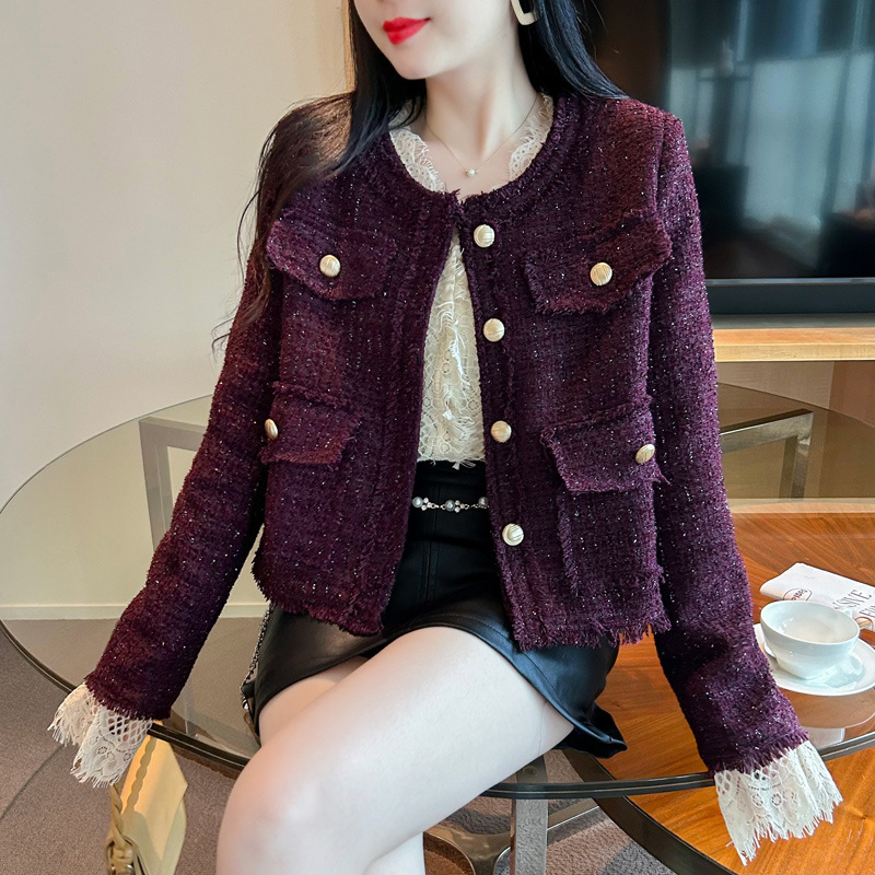 Small Fragrant Style Jacket, Feminine Ladylike, High-End Tweed, Super Good-Looking French Women's Short Top, Autumn and Winter