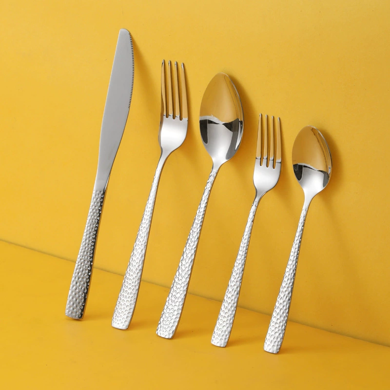 Набор ножей, вилок и ложек Amazon с кованым узором, из нержавеющей стали 304, в наличии, в западном стиле, для стейков.