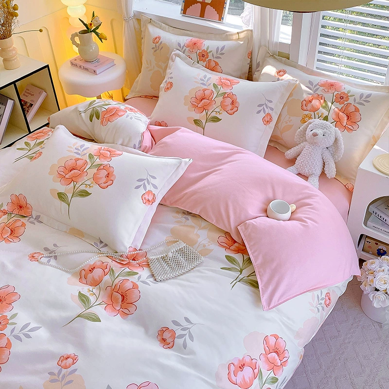 Простая ветровка, шлифовальные простыни из четырех частей, студенческое общежитие, хлопковое пододеяльник из трех частей, промытое водой, приятный для кожи пододеяльник оптом