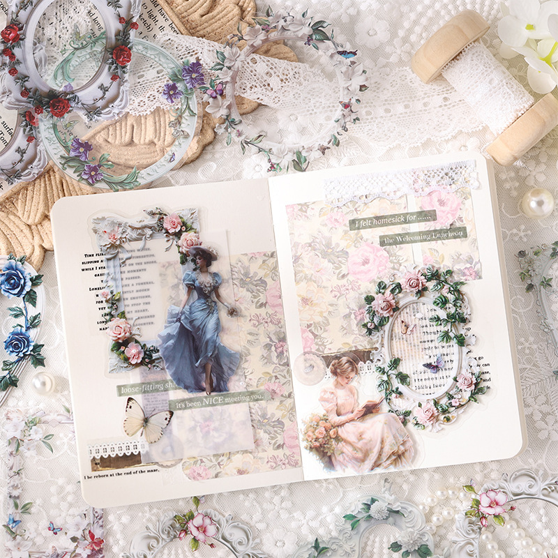 Libros transparentes a prueba de agua pet marco pegatinas DIY foto decoración pegatinas marcos de fotos pegatinas floral papelería