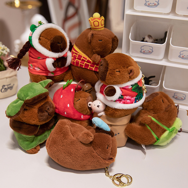 Spot High-Quality Version of Army Coat Capibala Doll Keychain Flower Cotton Jacket Capybara Plush Pendant Collection