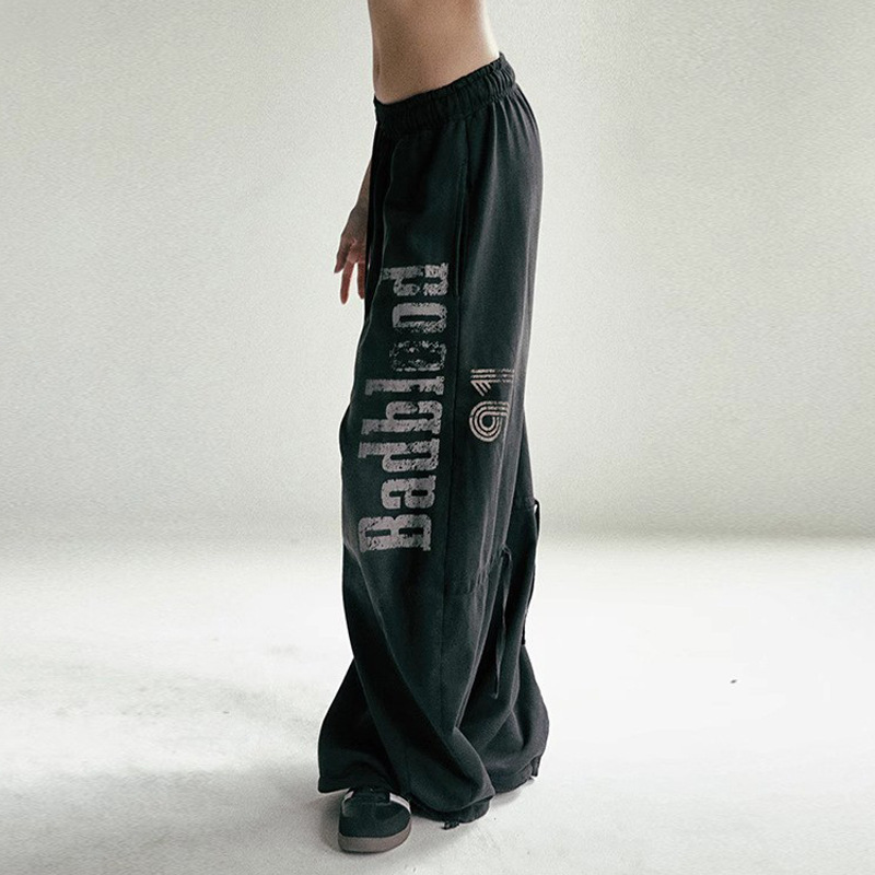 Korean Badblood Bcac Series American Retro Casual Pants Women's Loose Washed and Distressed Sports Pants Korean Badblood Bcac Series American Retro Casual Pants Women's Loose Washed and Distressed Sports Pants