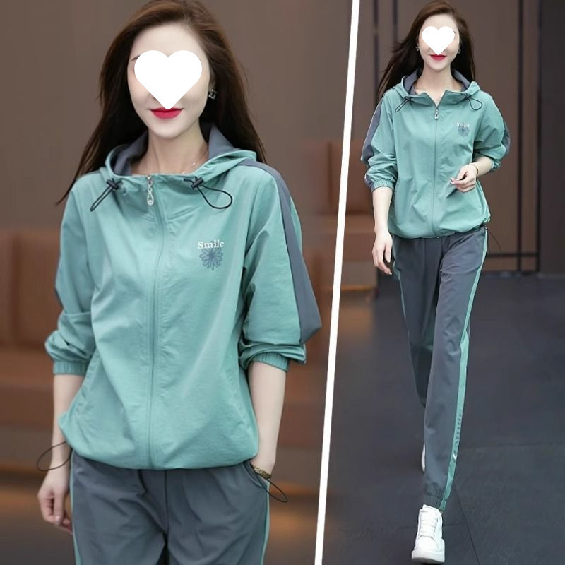 运动套装女2025新款早春穿搭时尚印花跑步服大码气质|undefined