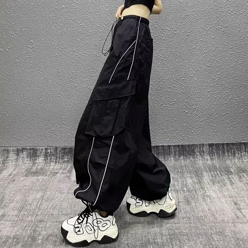 American Style Quick-drying Simple Parachute Leg Tooling Pants 2025 Women's Summer High Waist Drapy Casual Wide-leg Sports Pants American Style Quick-drying Simple Parachute Leg Tooling Pants 2025 Women's Summer High Waist Drapy Casual Wide-leg Sports Pants