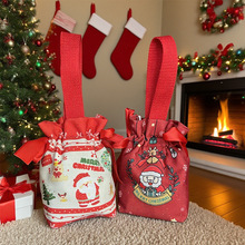 现货圣诞礼品袋 平安夜苹果伴手礼糖果袋 手提小巧抽绳帆布包定制