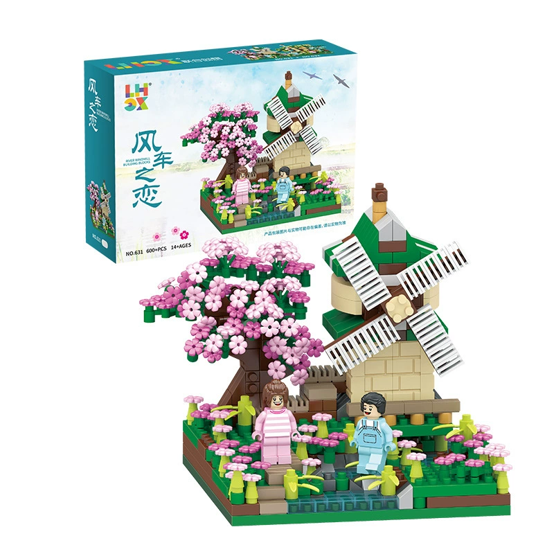 Constructor toy Cherry Tree, modular building kit with LED option, desk decorative model