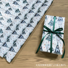 跨境热卖新年圣诞礼物包装纸高级星星圣诞树图案礼品内衬纸薄页纸