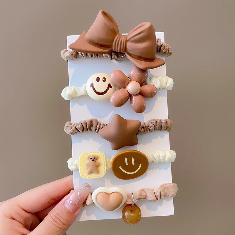 Cuerdas de cabello de color leche para niños flores anillo de cabello arco de goma para niñas no lastimar el cabello banda de goma para el cabello para niñas