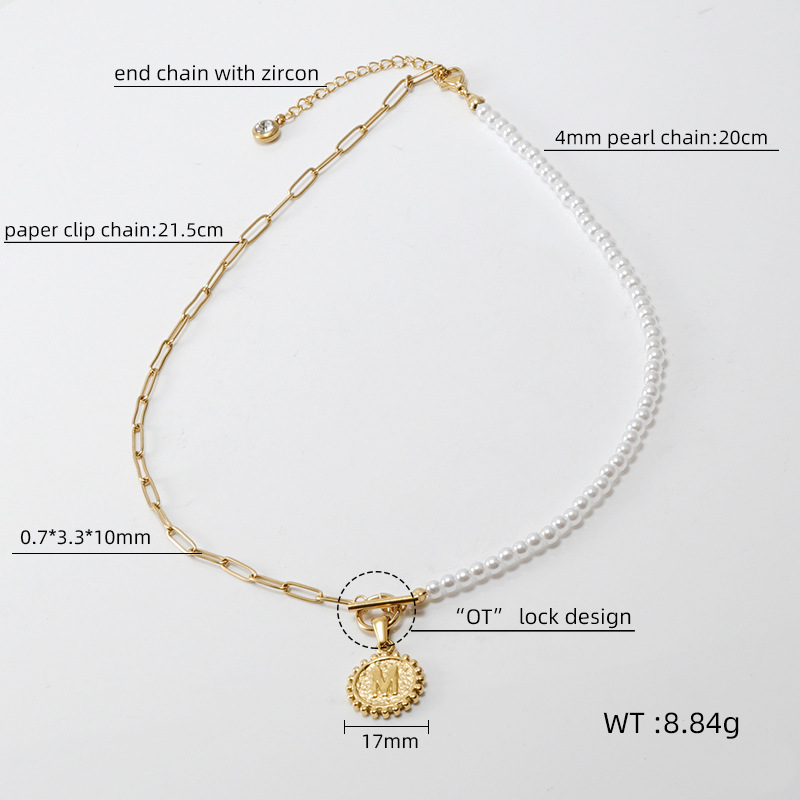 Fashion Letter Titanium Steel Necklace Beaded Stainless Steel Necklaces display picture 1