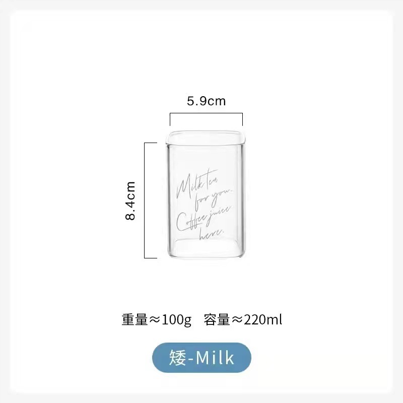 Nórdico cuadrado borosilicato vidrio hogar desayuno taza de leche boca cuadrada creativo bebida taza Jugo