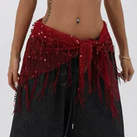 BLINGGIRLS Горячая девушка джазовый танец тазобедренный платок, носящий талию, талию, украшенный пердеть, занавес, треугольный шарф уличный танцевальный пояс