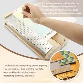 跨境木质书本装订工具纸张文件打孔支架木制书籍爱好者打孔器
