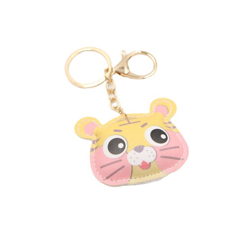 Cross-border classic cute little tiger PU leather keychain European and American student schoolbag tiger car pendant