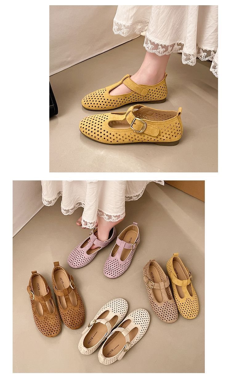 French-style Mary Jane For Women, 2026 Summer Collection, Round Toe, Shallow Cut, Hollowed-out, Breathable, Comfortable,_vogvips.com