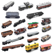 MOC拼装小颗粒积木火车铁路轨道积木山洞车厢候车亭候车站台玩具