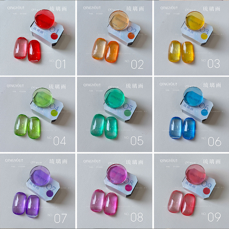 Ice-Clear Candy Glass Painting Gel, Colorful Dopamine Nail Polish Gel, Candy Solid Glass Gel, Nail Salon Exclusive