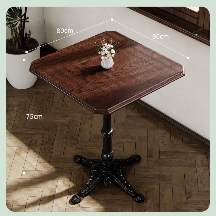 Mesa y silla de cafetería americana retro francesa panadería de comida ligera dulces tienda de azúcar y agua bistrona mesa de madera maciza