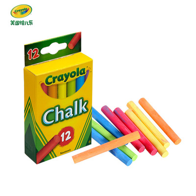 美國Crayola繪兒樂粉筆 12支6色兒童彩色筆配筆套板擦幼兒園黑板