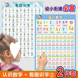 Young Kidsren's Connection to Digital Wall Charts 1 to 100 Picture Literacy Kidsren's Literacy Wall Stickers Kindergarten Learning
