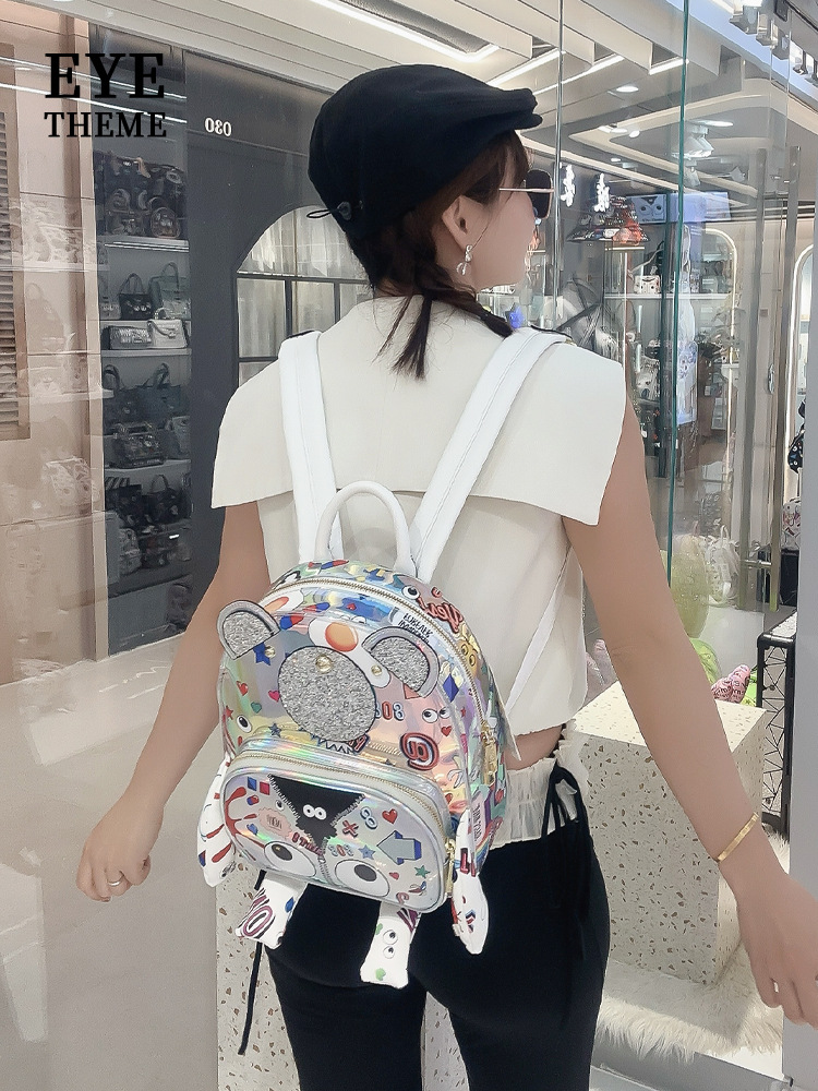 Mochila de hombro transparente gelatina bolsa de moda impresión especial oso viaje bolsas escolares diseño nicho # 2662