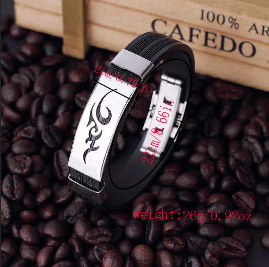 Personalidad coreana de acero de titanio nubes de fuego llama gran muralla pulsera de silicona hombre moda pulsera de acero inoxidable al por mayor