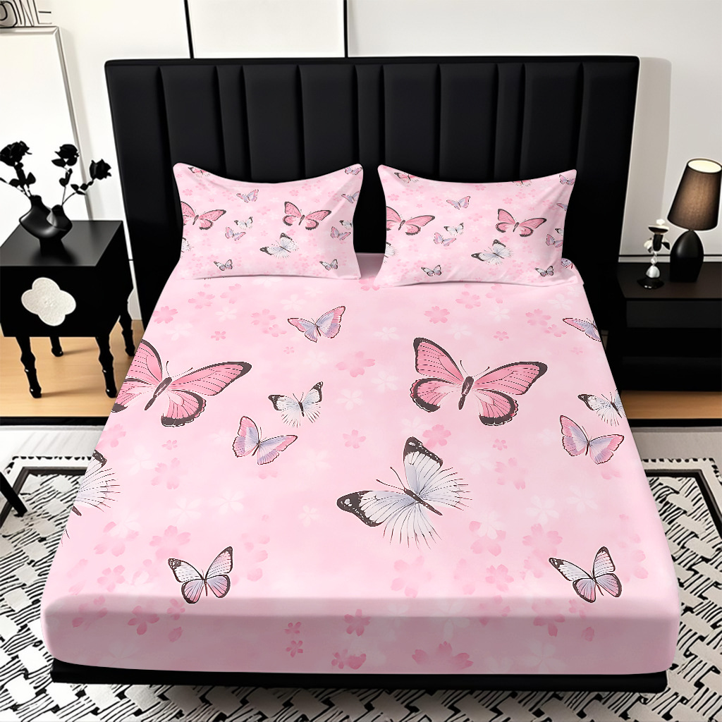 TEMU / JIT transfronterizo varios patrones de mariposa impresión digital de alta definición cama gaza pillow cover kit exclusivo transfronterizo