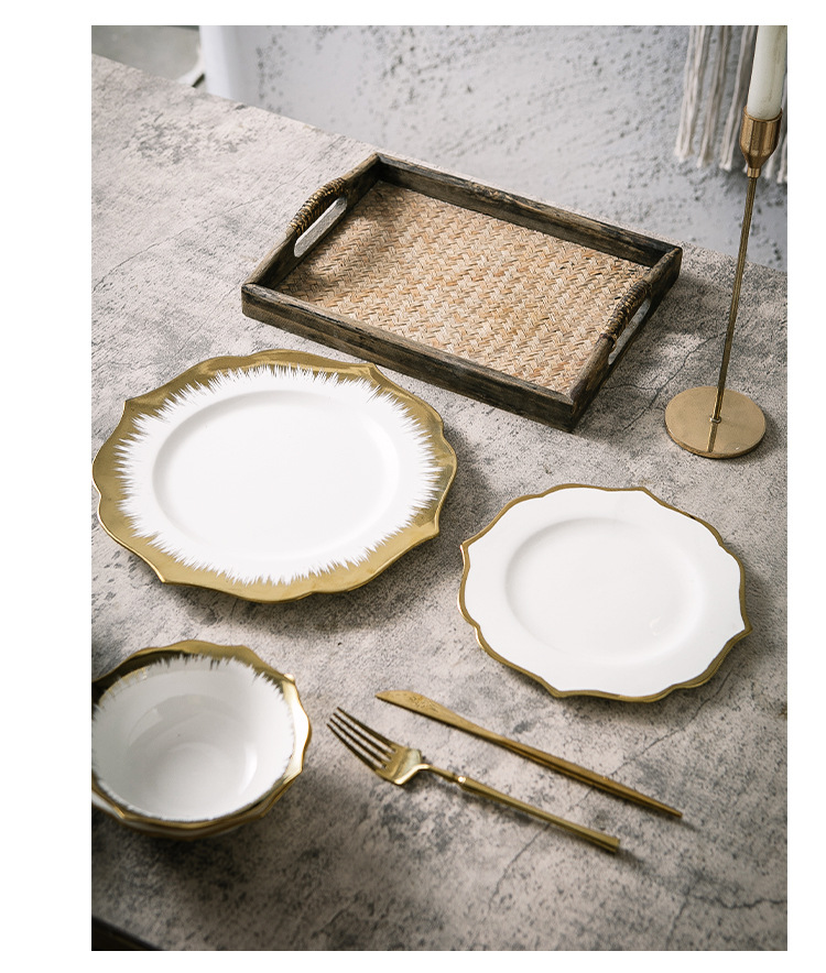 ceramics Material Stripe Pattern Elegant Style Elegant Stripe Ceramics Plate 1 Piece
