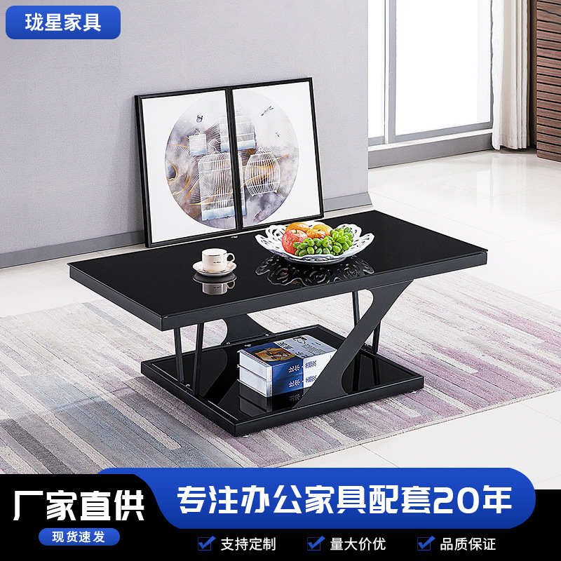 Nueva mesa de acero inoxidable de tipo pequeño, mesa de té de vidrio templado, sala de estar, mesa de té de oficina de lujo ligera, alquiler de casas