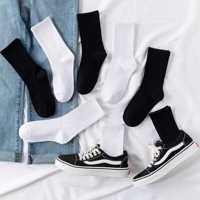 Socks Spring and summer lady In cylinder Spring and autumn season Black and white long and tube-shaped Adidas Deodorant ins Metrosexual solar system Couple socks