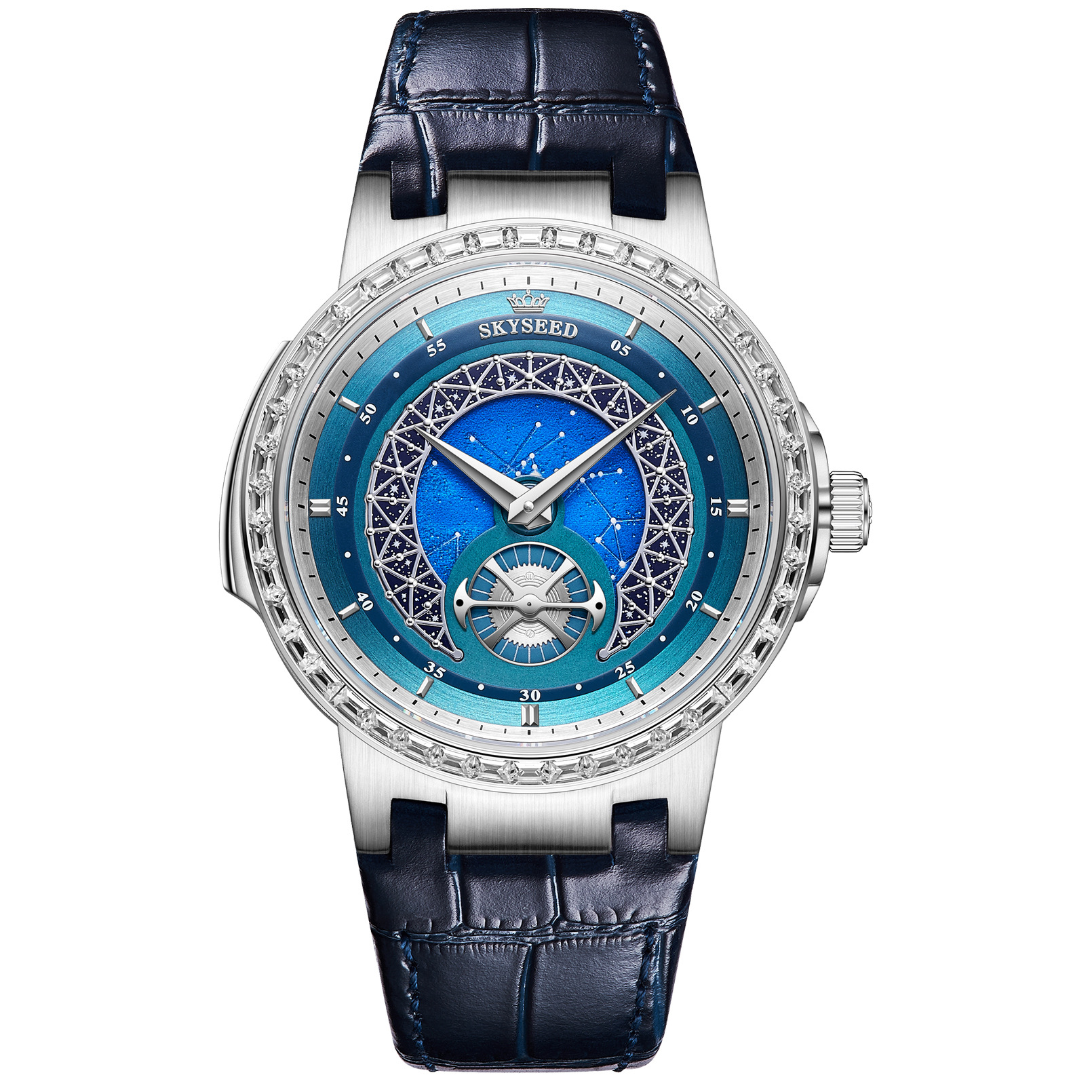 Skyseed Original Starry Sky Trendy Men's Watch Fully Automatic Mechanical Watch High-End Luxury Leather Strap Watch